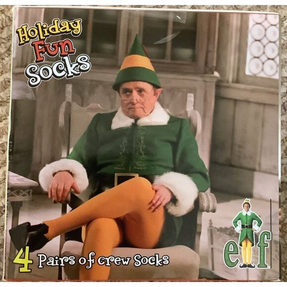 Buddy the ELF Mens Socks Christmas Fun Gift 4 Pairs For Shoe Size 8-12 NEW InBox - Picture 2 of 4